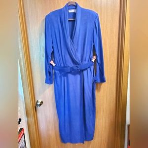 Vintage Liz Claiborne L/S Faux Wrap 100% Silk Dress size 16